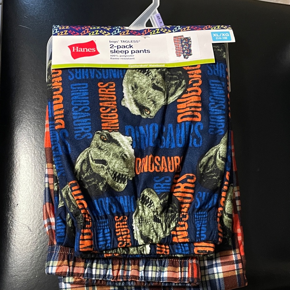 Hanes Boys' Blue and Orange Dinosaur Sleep Pants Set